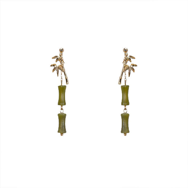Peridot Bamboo Leaf Drop Earrings — product view 6