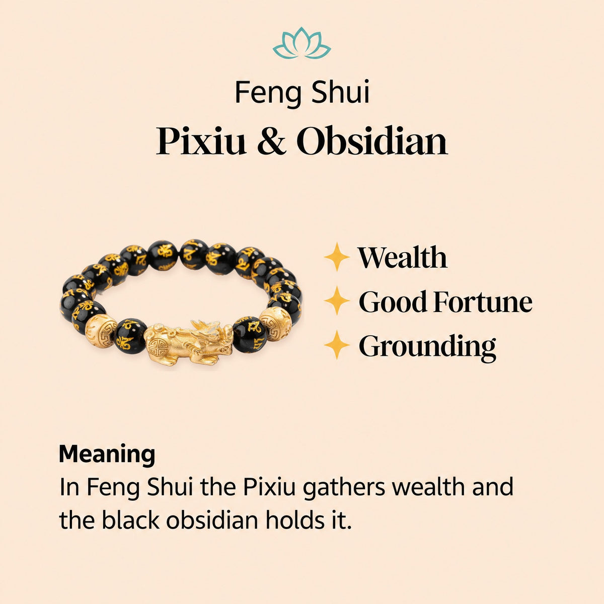 Pulsera de obsidiana con Pixiu