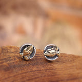 Praying Hands Silver Stud Earrings — detail view 4