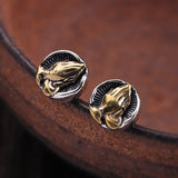 Praying Hands Silver Stud Earrings — detail view 5