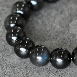 Rainbow Obsidian and Brass Bead Bracelet — detail view 6
