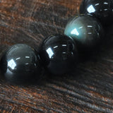 Rainbow Obsidian and Brass Bead Bracelet — detail view 7