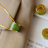 Round Jade Silver-Plated Necklace — product view