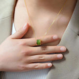 Round Jade Silver-Plated Necklace — detail view 3