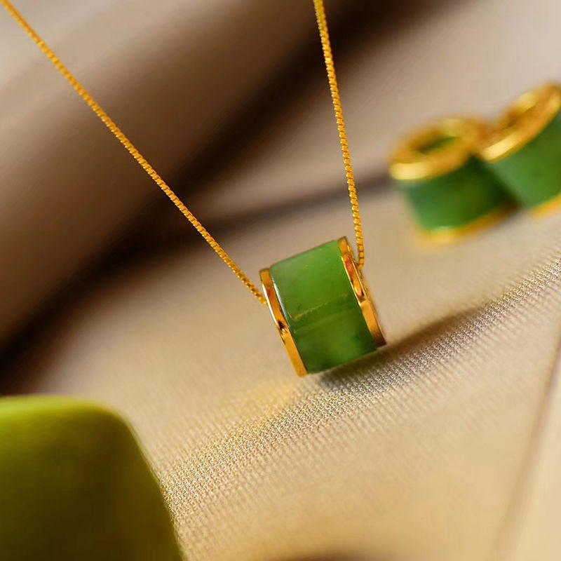 Round Jade Silver-Plated Necklace — detail view 6
