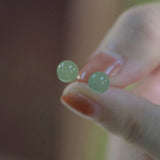 Round Jade Silver Stud Earrings — product view
