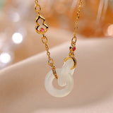 Round Jade Sterling Silver Necklace — product view