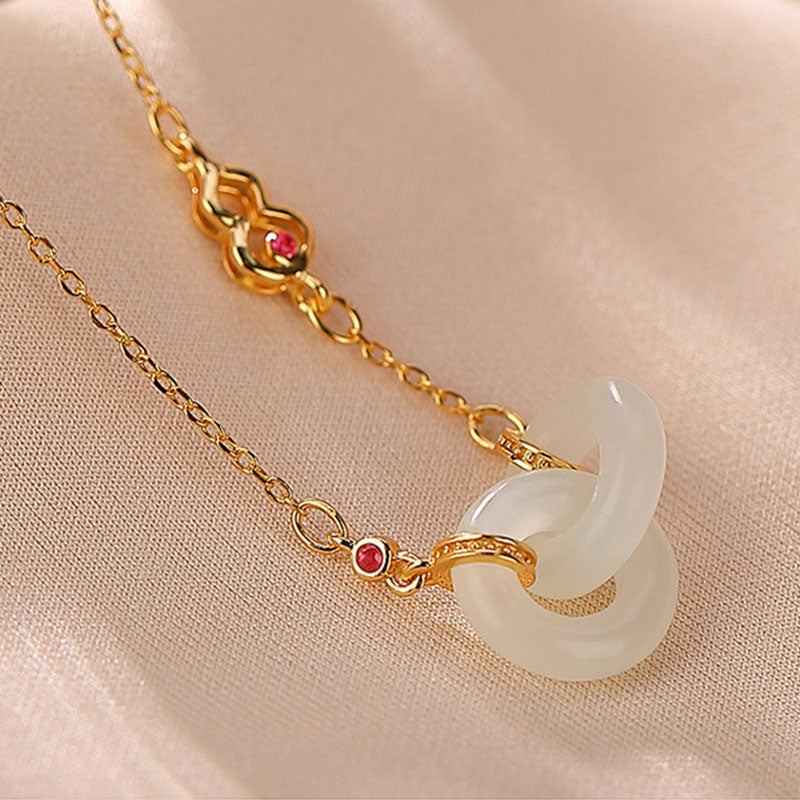 Round Jade Sterling Silver Necklace — detail view 4