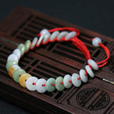Round Jade Woven Cord Bracelet — product view