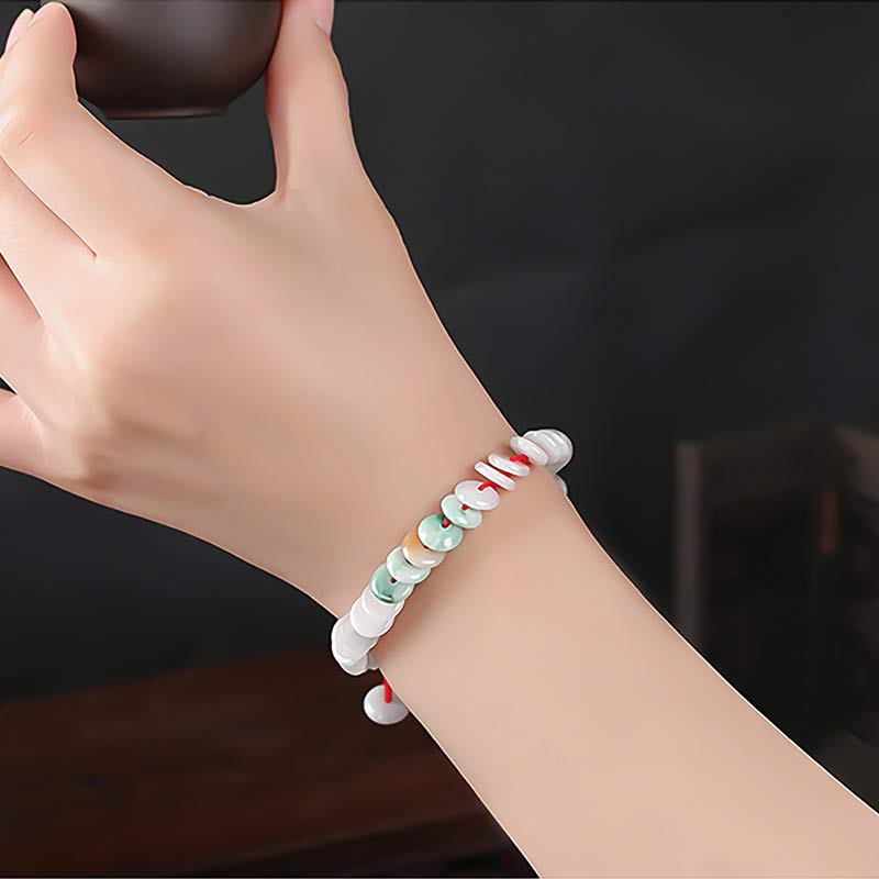 Round Jade Woven Cord Bracelet — detail view 3