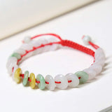 Round Jade Woven Cord Bracelet — detail view 4