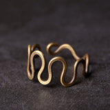 Sculptural Brass Wave Ring — product view 1