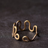 Sculptural Brass Wave Ring — product view 2