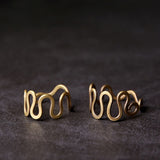Sculptural Brass Wave Ring — product view 3