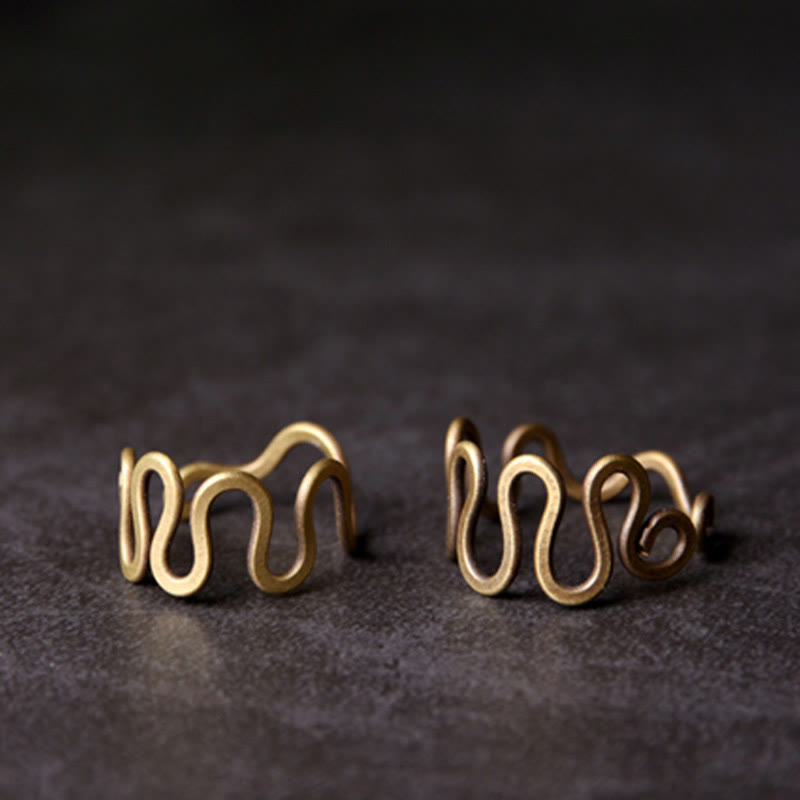 Sculptural Brass Wave Ring — product view 3