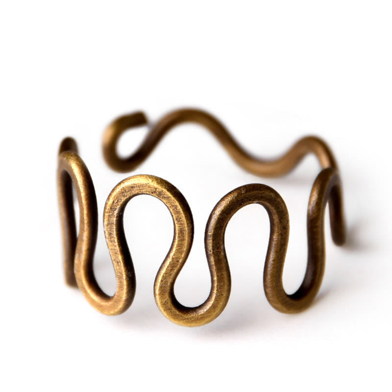 Sculptural Brass Wave Ring — product view 4