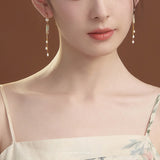 Shoushan Stone and Pearl Drop Earrings — detail view 5