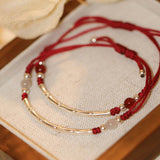 Silver Bamboo and Agate Cord Bracelet — product view 1