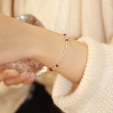 Silver Bamboo and Agate Cord Bracelet — product view 3