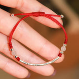 Silver Bamboo and Agate Cord Bracelet — product view 4