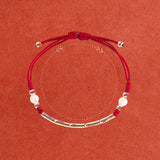 Silver Bamboo and Agate Cord Bracelet — product view 5