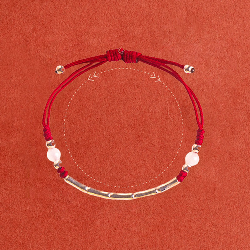 Silver Bamboo and Agate Cord Bracelet — product view 5