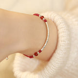 Silver Bamboo and Agate Cord Bracelet — product view 6