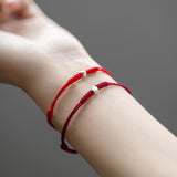 Silver Bead Braided Cord Bracelet — detail view 3