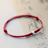 Silver Bead Braided Cord Bracelet — detail view 4