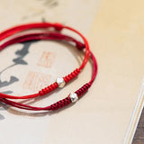 Silver Bead Braided Cord Bracelet — detail view 5