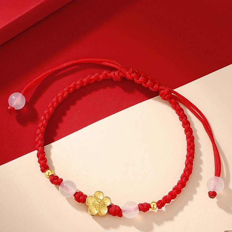 Silver Blossom and Chalcedony Cord Bracelet — detail view 3