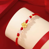 Silver Blossom and Chalcedony Cord Bracelet — detail view 4