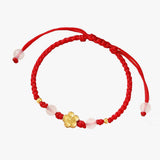Silver Blossom and Chalcedony Cord Bracelet — detail view 5