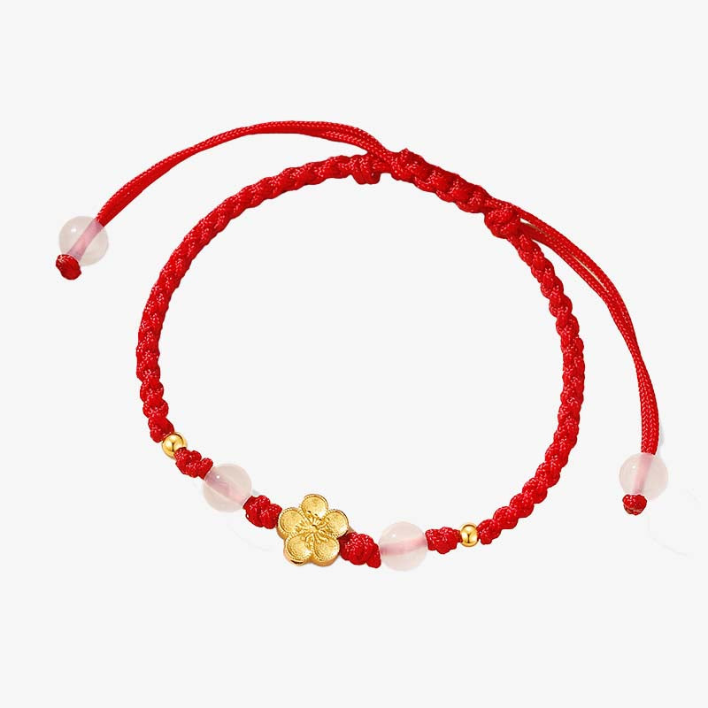 Silver Blossom and Chalcedony Cord Bracelet — detail view 5