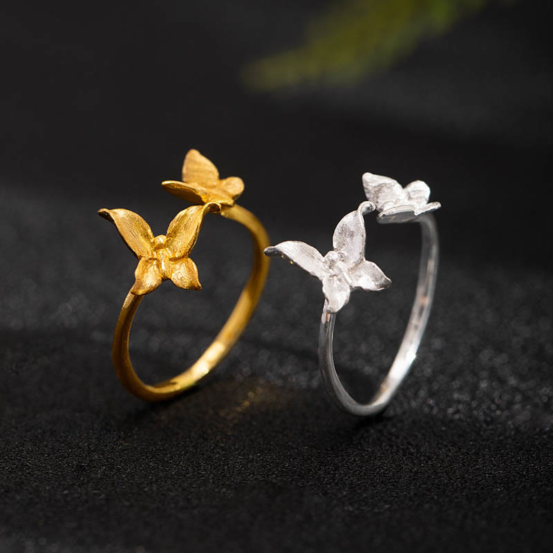 Silver Butterfly Open Ring — product view 1
