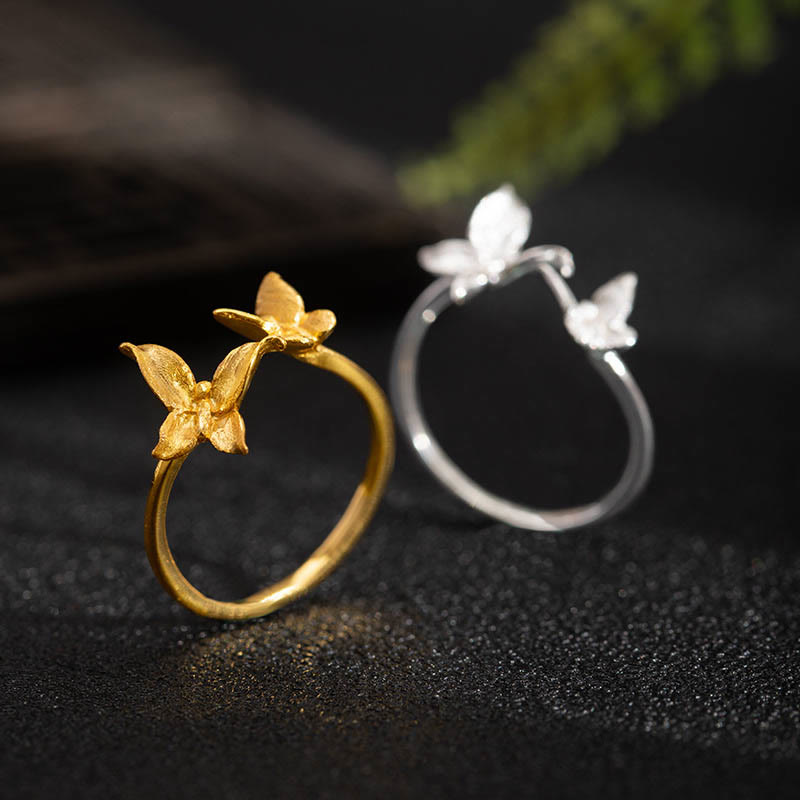 Silver Butterfly Open Ring — product view 2