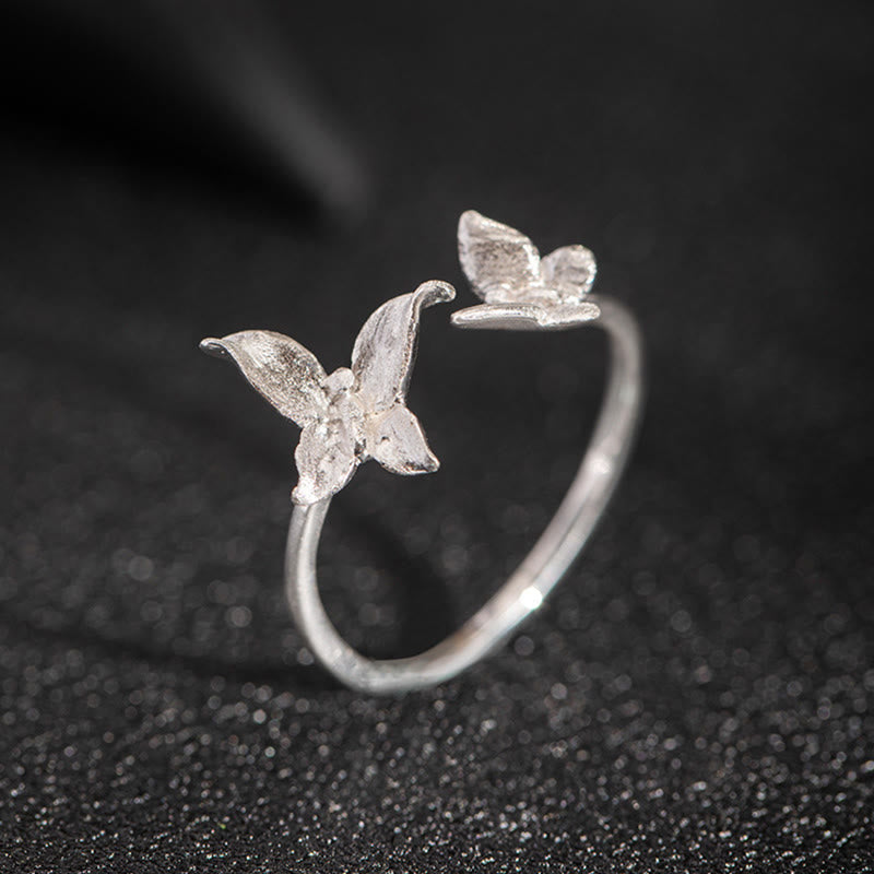 Silver Butterfly Open Ring — product view 3