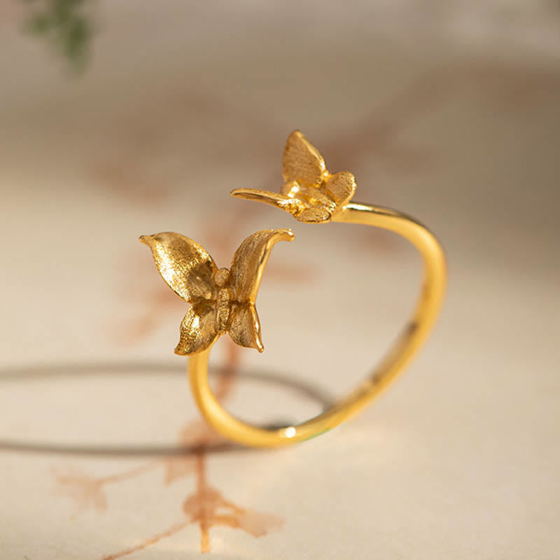 Silver Butterfly Open Ring — product view 4