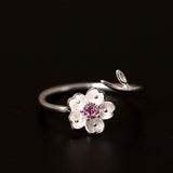 Silver Cherry Blossom Adjustable Ring — product view