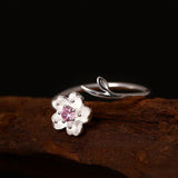 Silver Cherry Blossom Adjustable Ring — detail view 6