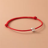 Silver Clover Red Cord Bracelet — product view 2