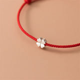 Silver Clover Red Cord Bracelet — product view 3