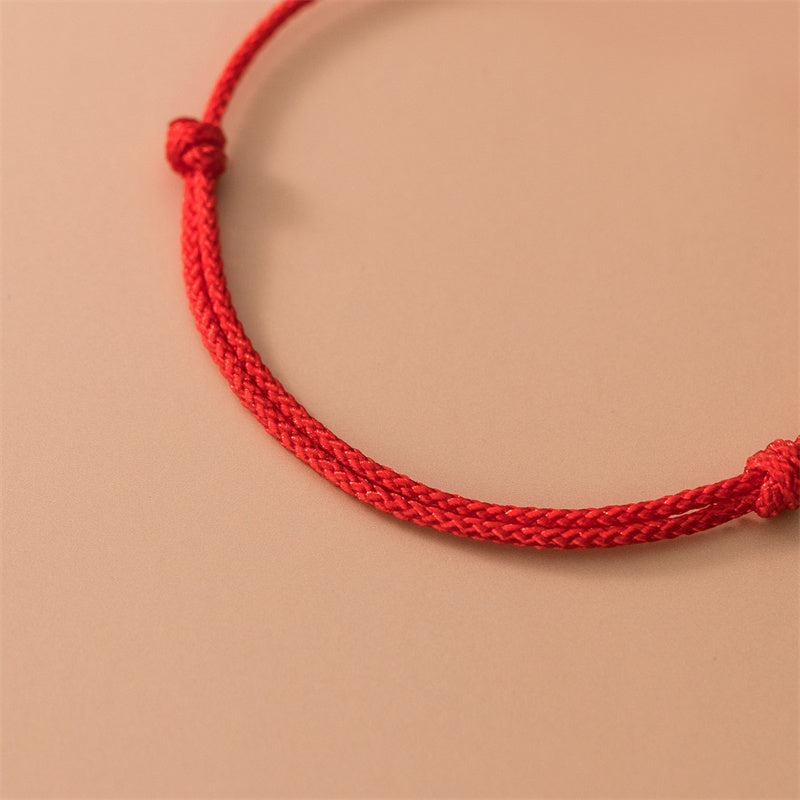 Silver Clover Red Cord Bracelet — product view 4