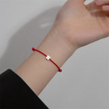 Silver Clover Red Cord Bracelet — product view 6