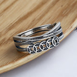 Silver Coin Motif Open Band — product view 1