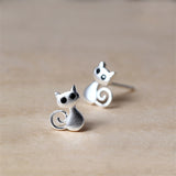 Silver Curled Cat Stud Earrings — product view 2
