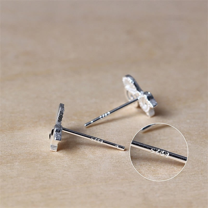 Silver Curled Cat Stud Earrings — product view 4