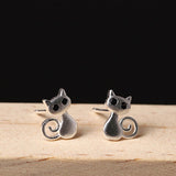 Silver Curled Cat Stud Earrings — product view 5