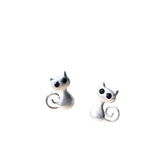 Silver Curled Cat Stud Earrings — product view 6