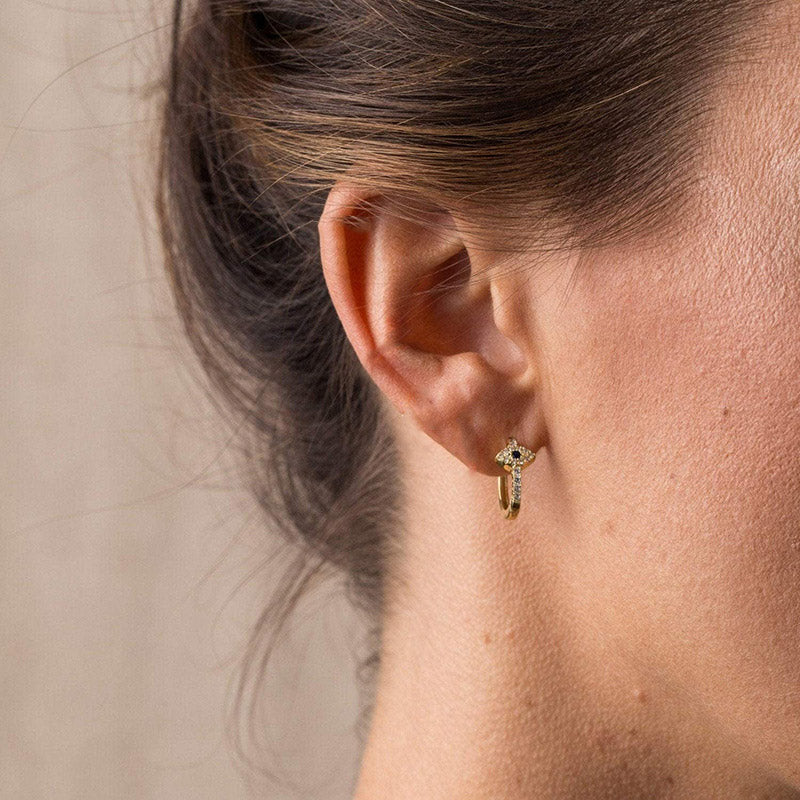 Silver Eye Huggie Hoop Earrings — product view 4